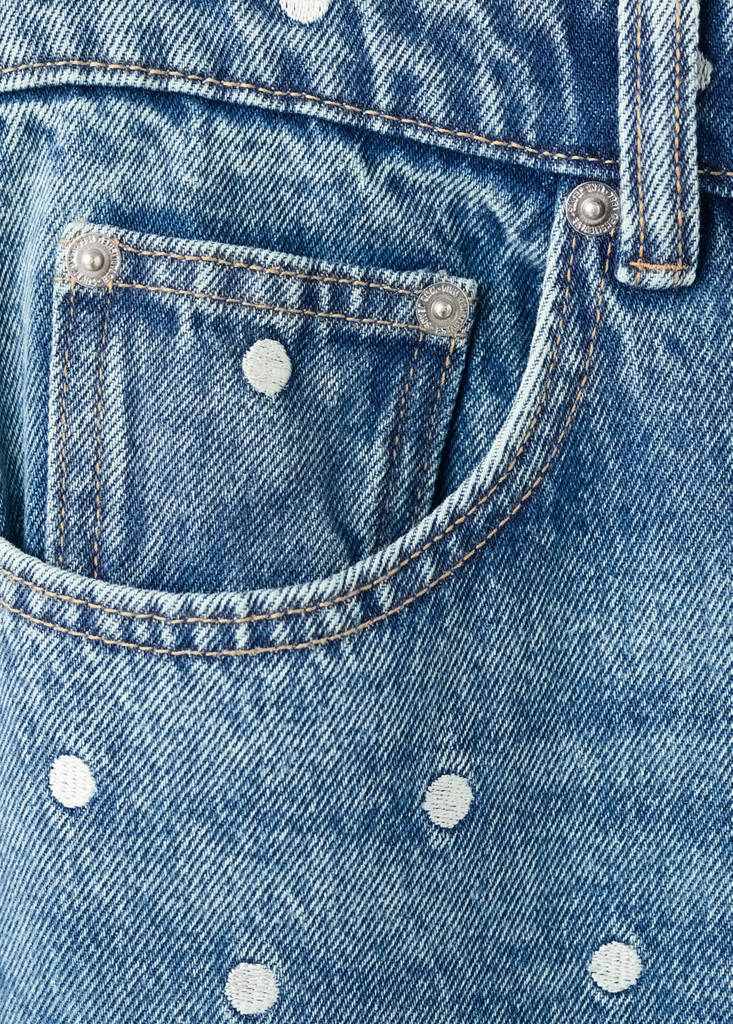 Polka dot straight-leg jeans — Medium Blue