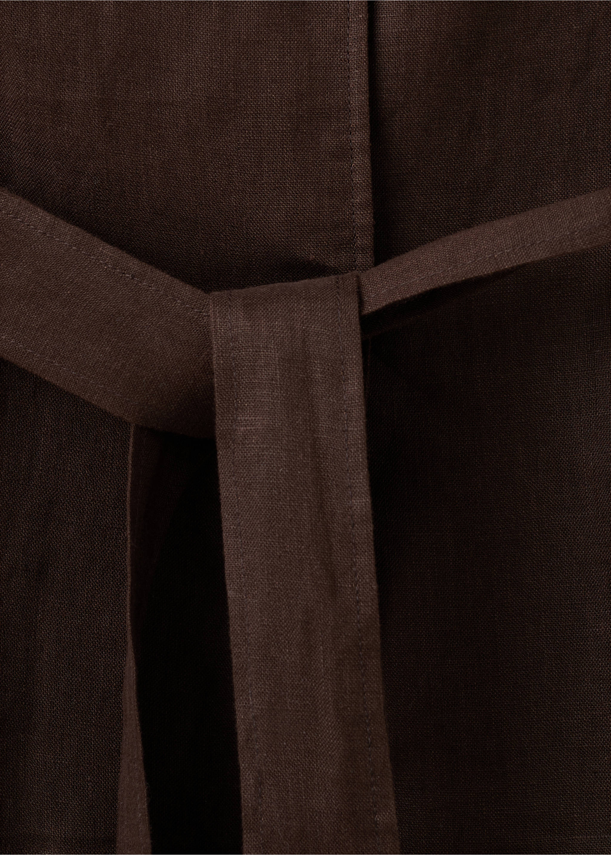 Linen jacket with belt - Details of the article 0, Chocolate. Ref: 27097138-00.