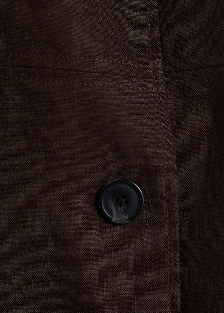 Linen jacket with belt — Chocolate