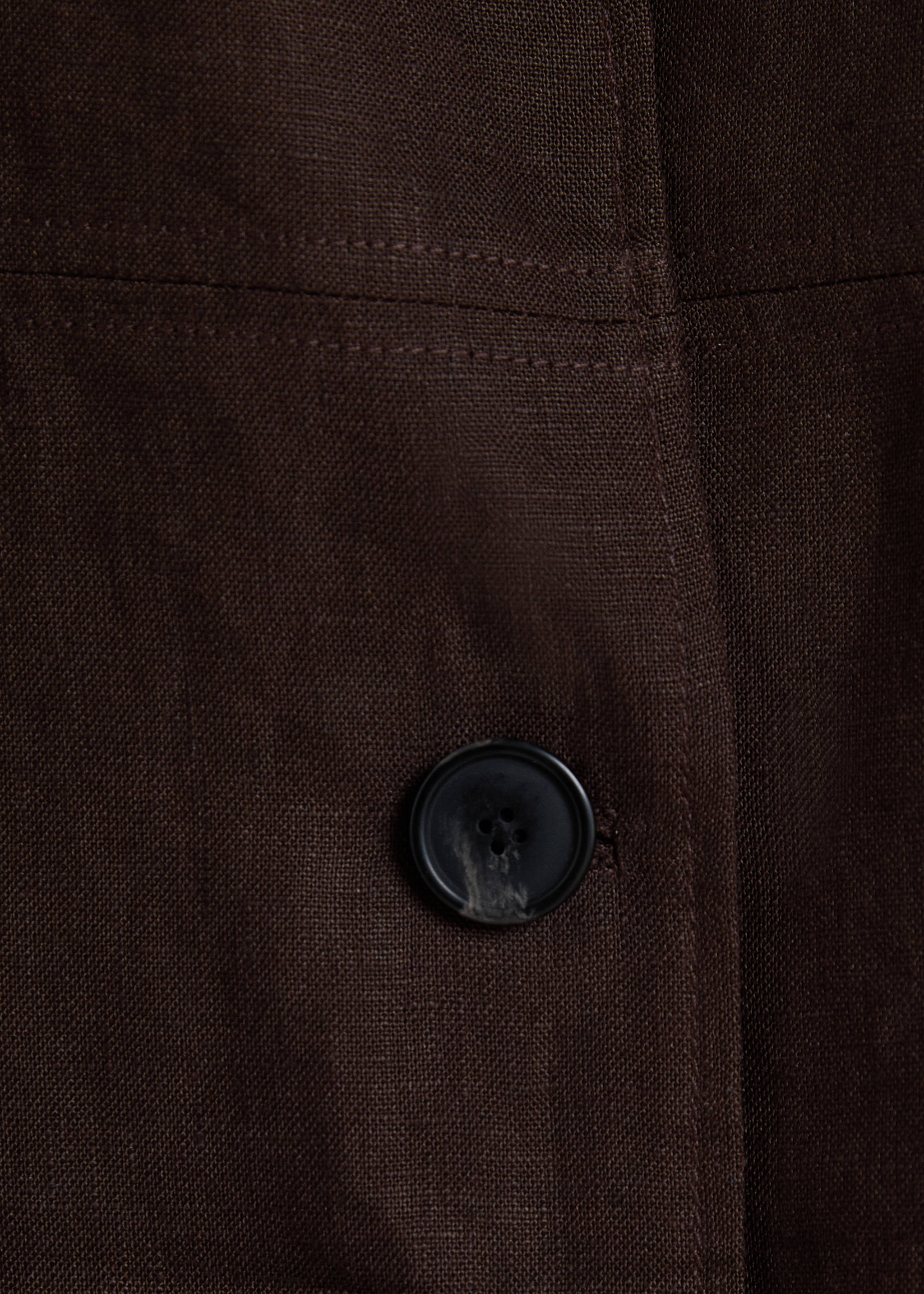 Linen jacket with belt - Medium plane, Chocolate. Ref: 27097138-01.