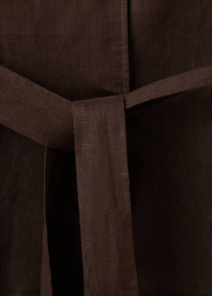 Linen jacket with belt — Chocolate