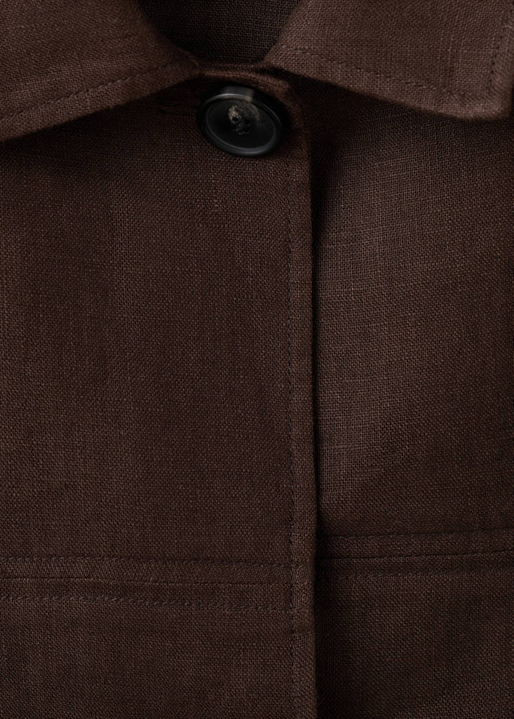 Linen jacket with belt — Chocolate