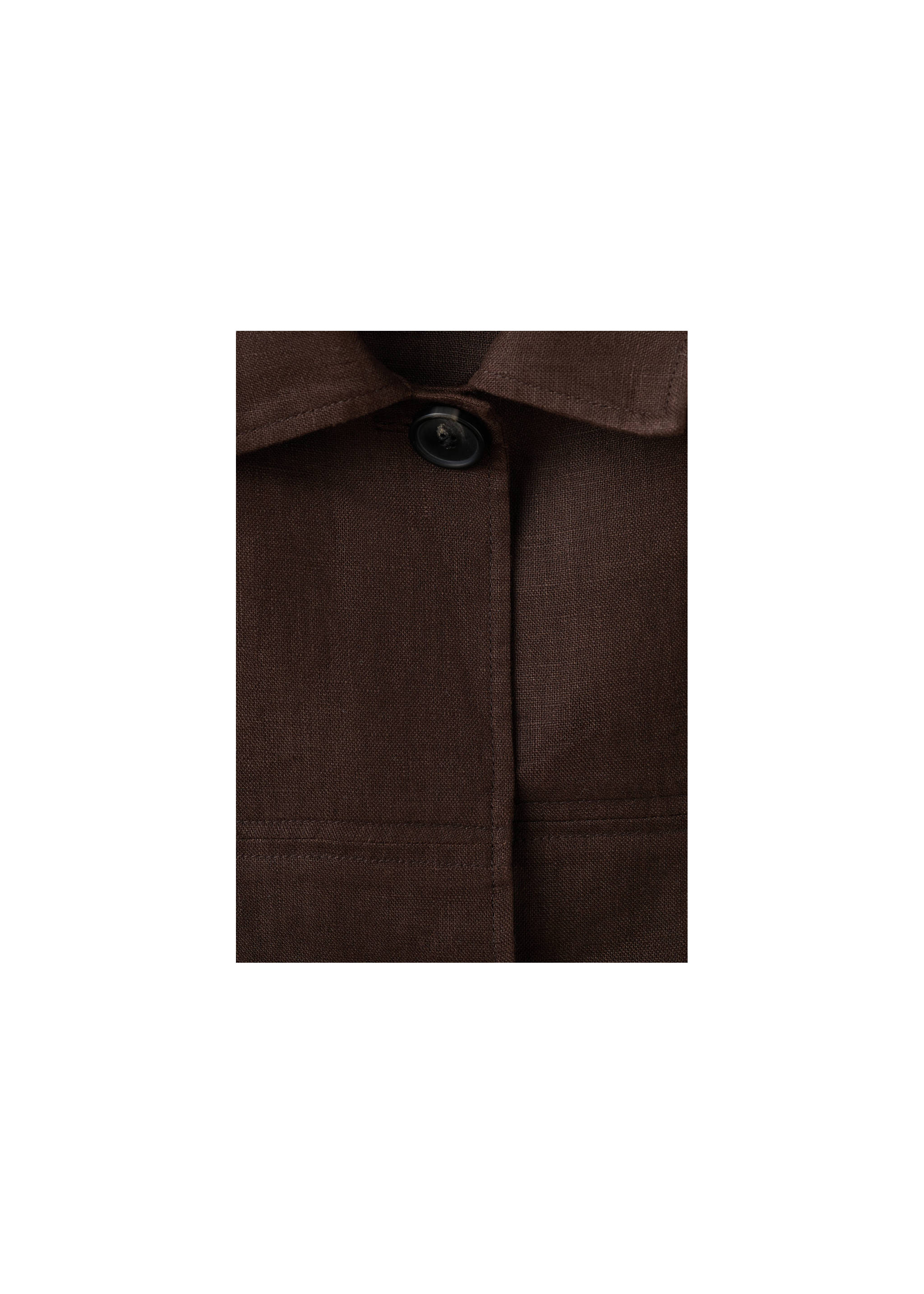 Linen jacket with belt - Details of the article 2, Chocolate. Ref: 27097138-01.