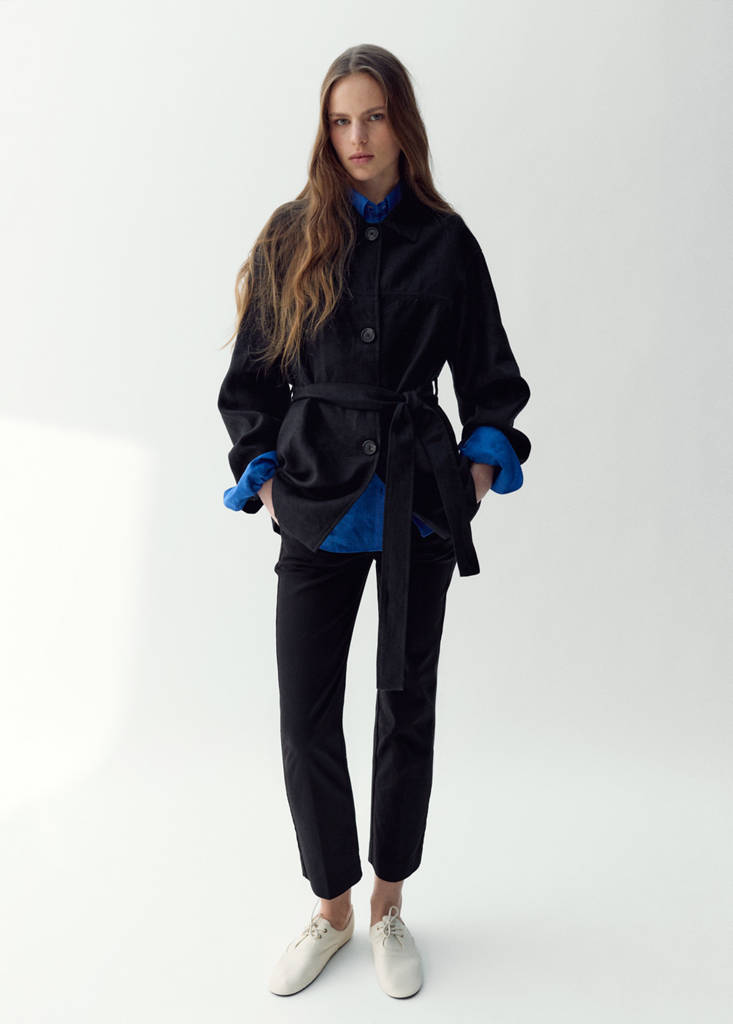 Linen jacket with belt — Black