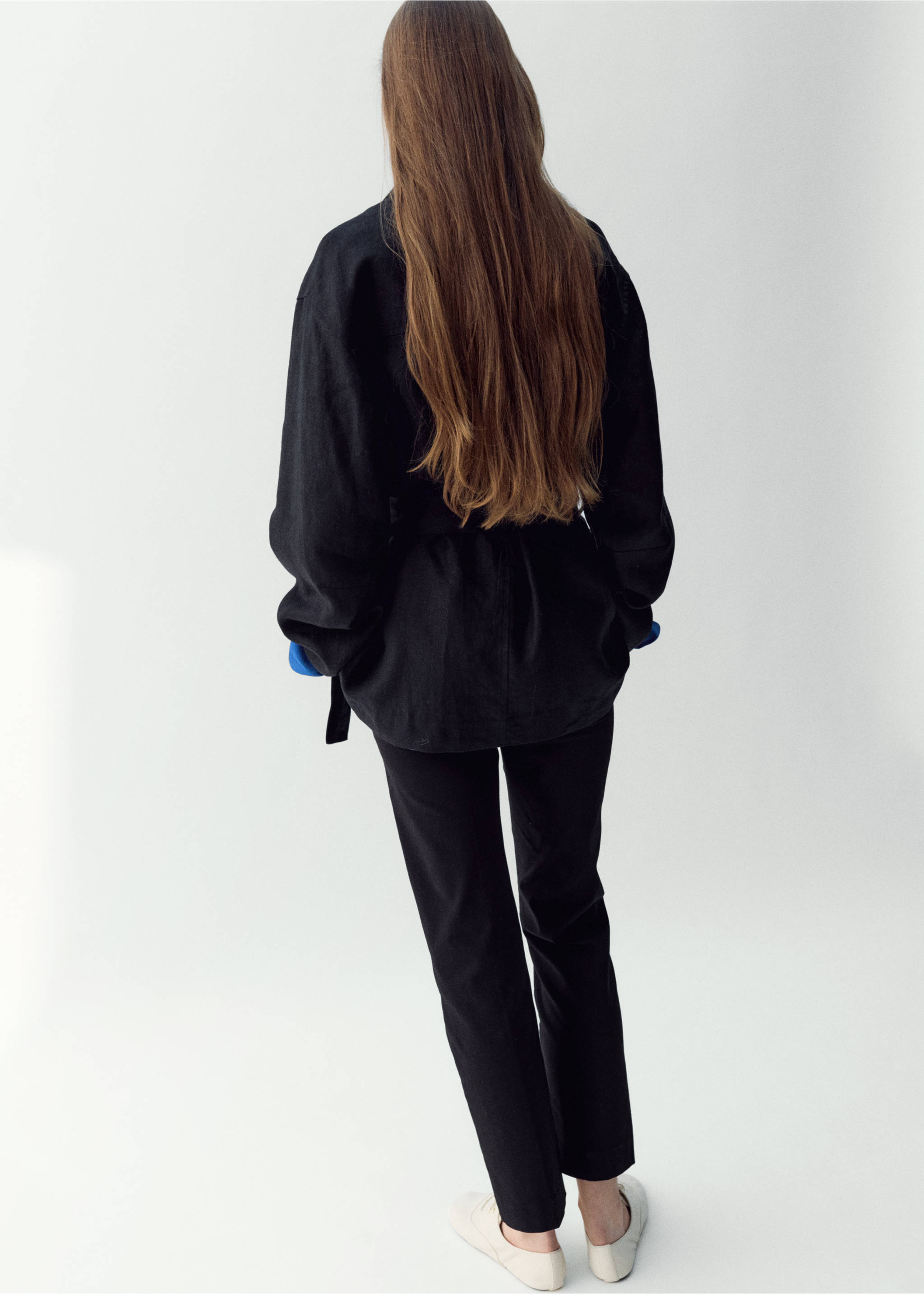 Gilet lin ceinture - Verso de l’article, Noir. Ref: 27097138-01.