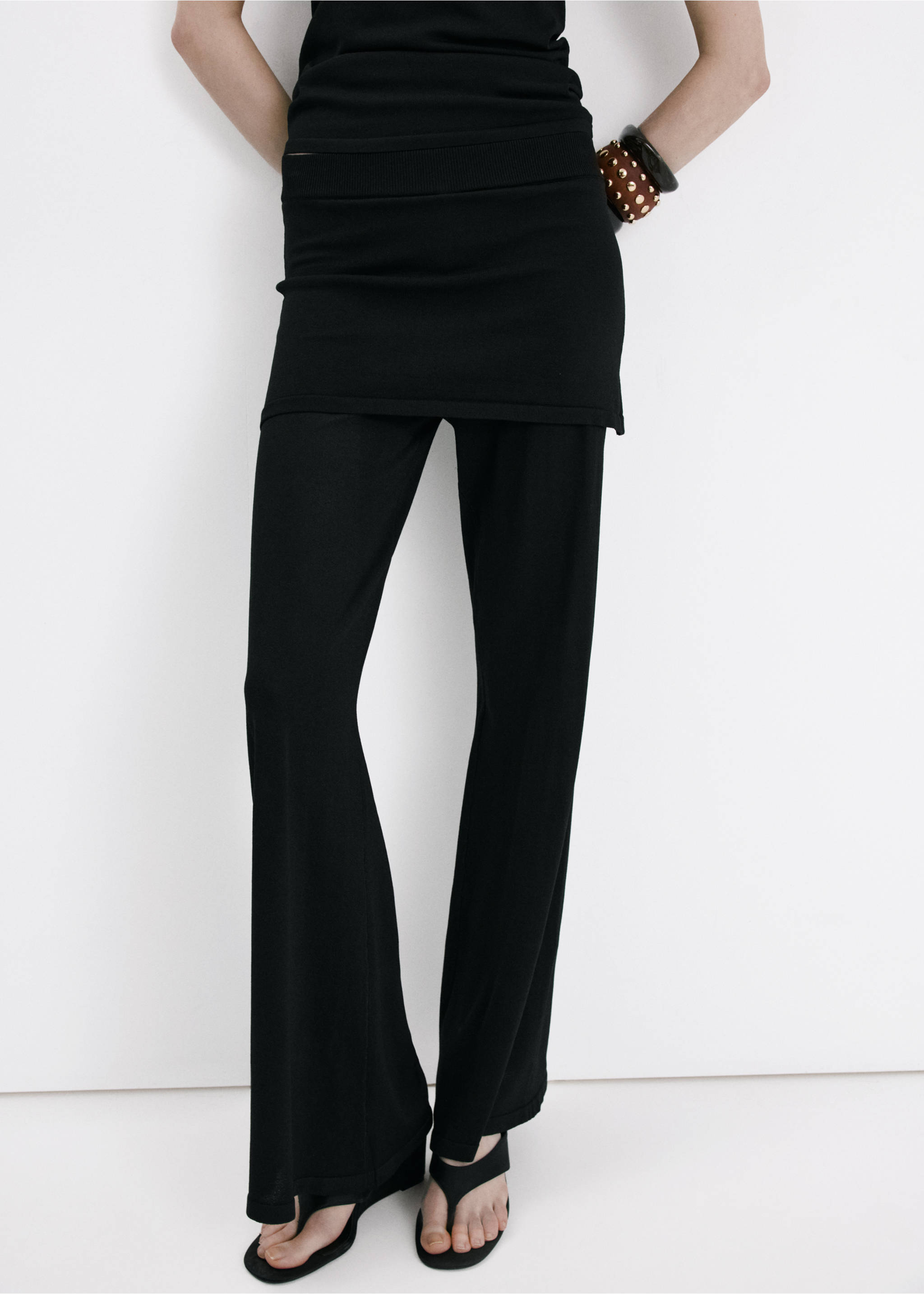 Combined knit trousers - Medium plane, Black. Ref: 27097139-00.