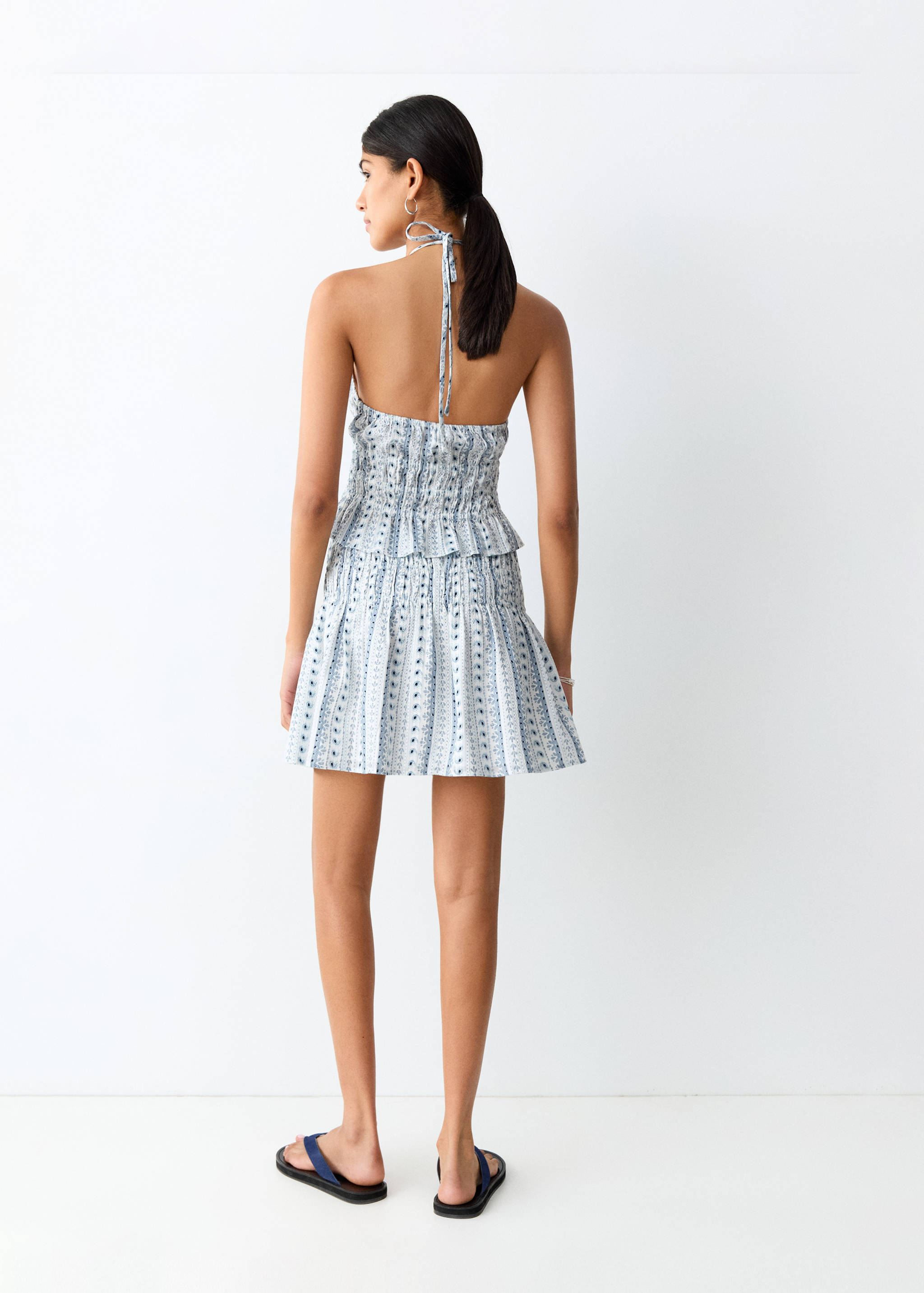 Gathered waist print skirt - Reverse of the article