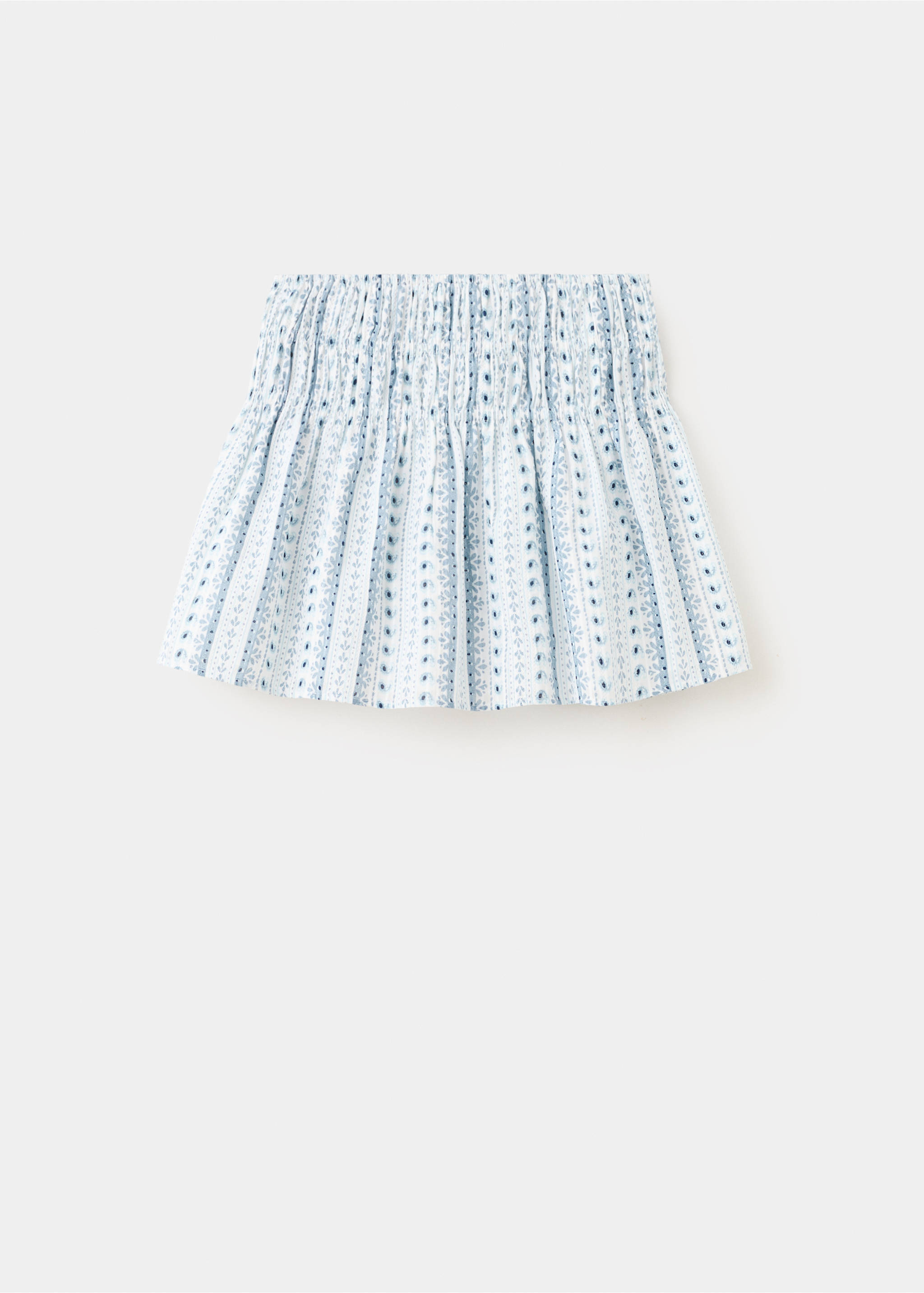 Gathered waist print skirt - Article without model, Sky Blue. Ref: 27097141-00.