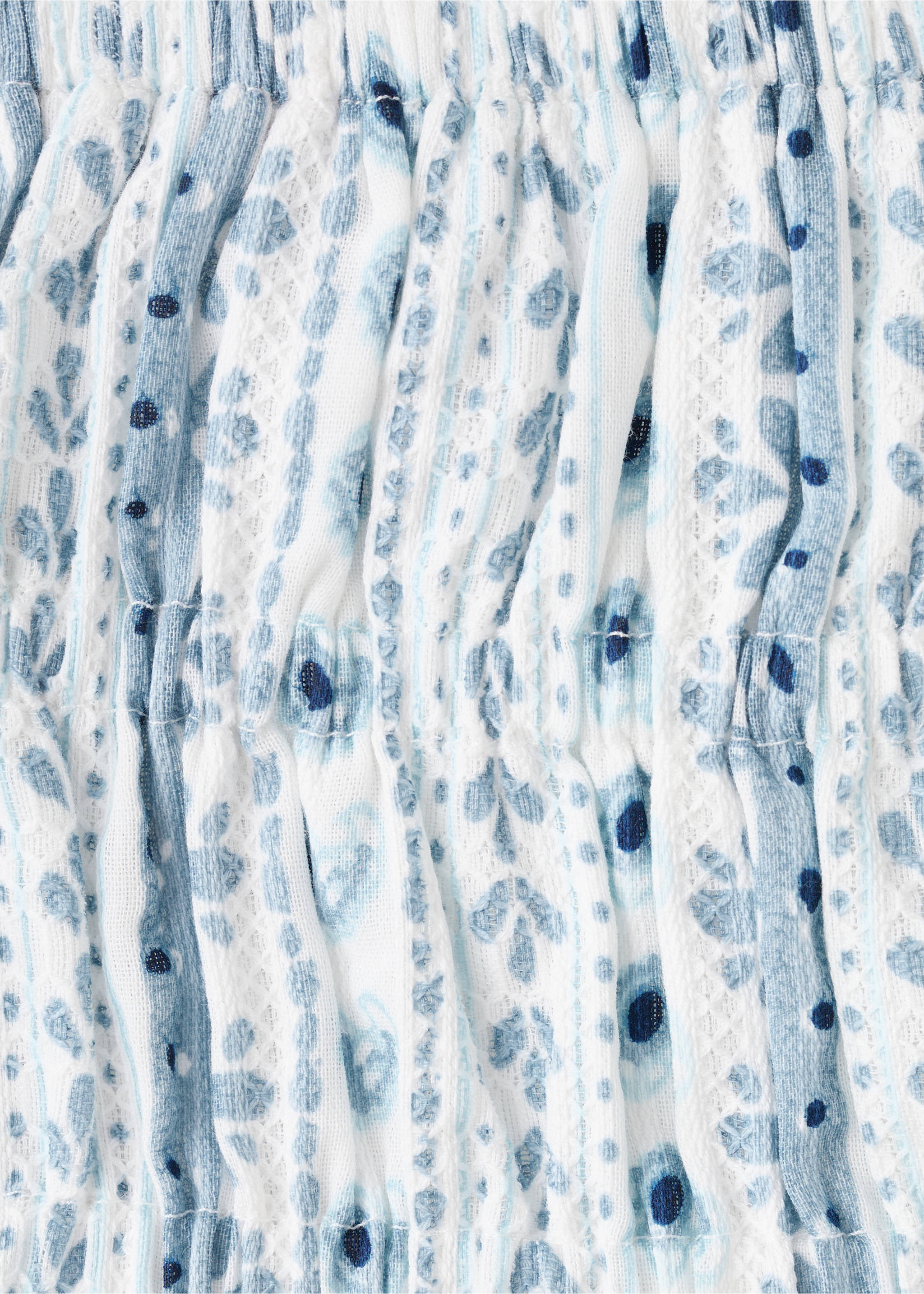 Gathered waist print skirt - Details of the article 8, Sky Blue. Ref: 27097141-00.