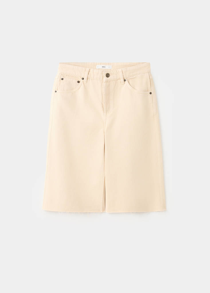 Low-rise denim bermuda shorts — Vanilla