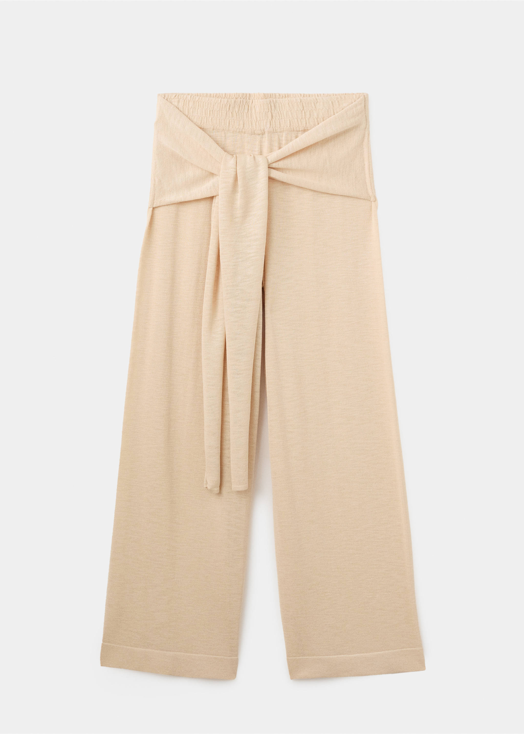 Fine knit trousers with knot detail - Article without model, Ecru. Ref: 27097143-00.