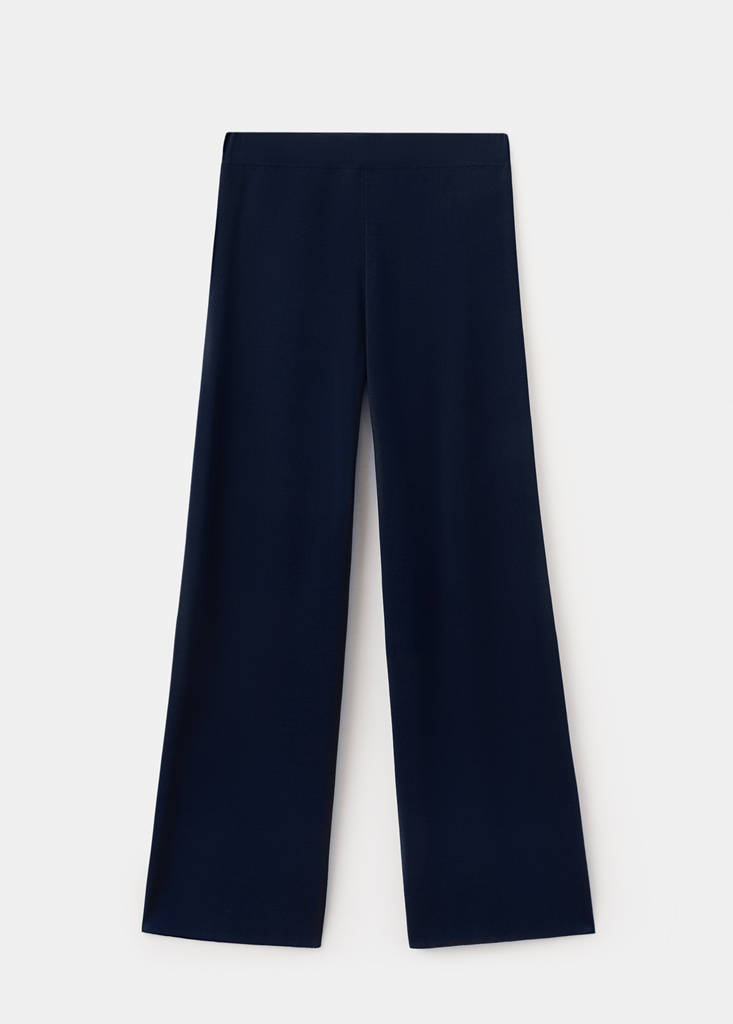 Knitted wide leg trousers — Navy