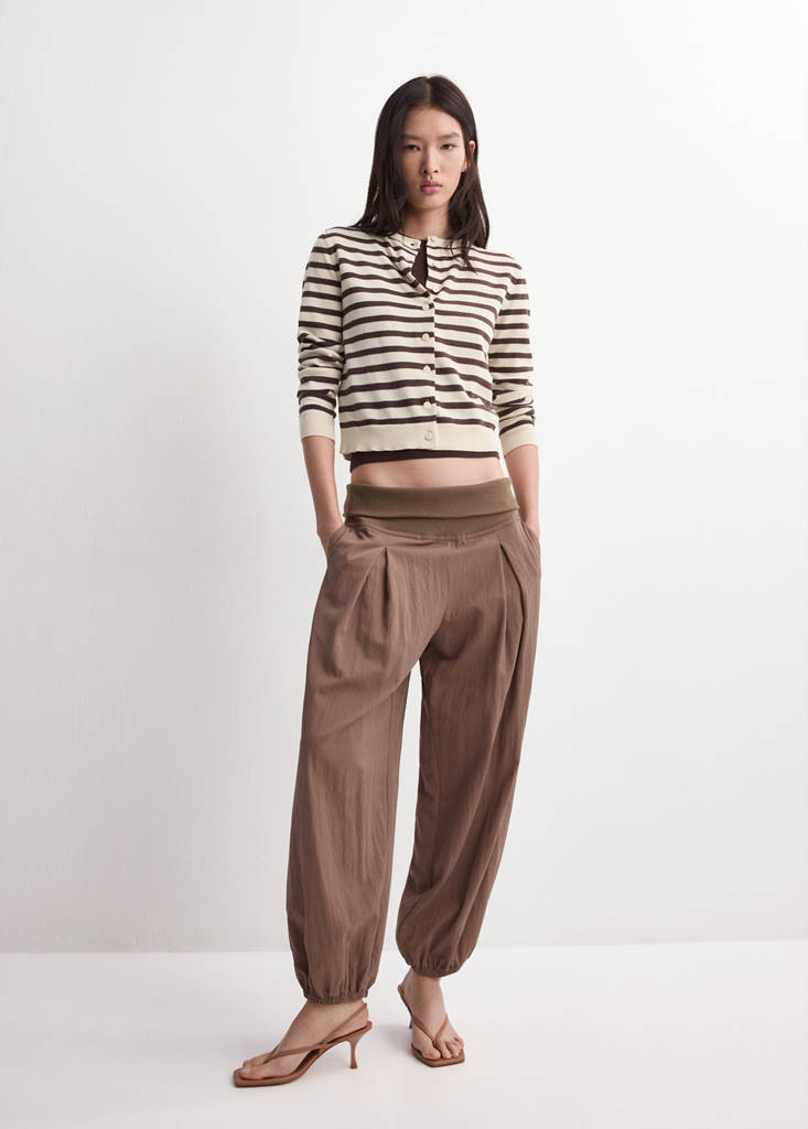 Stripped knit cardigan — Chocolate