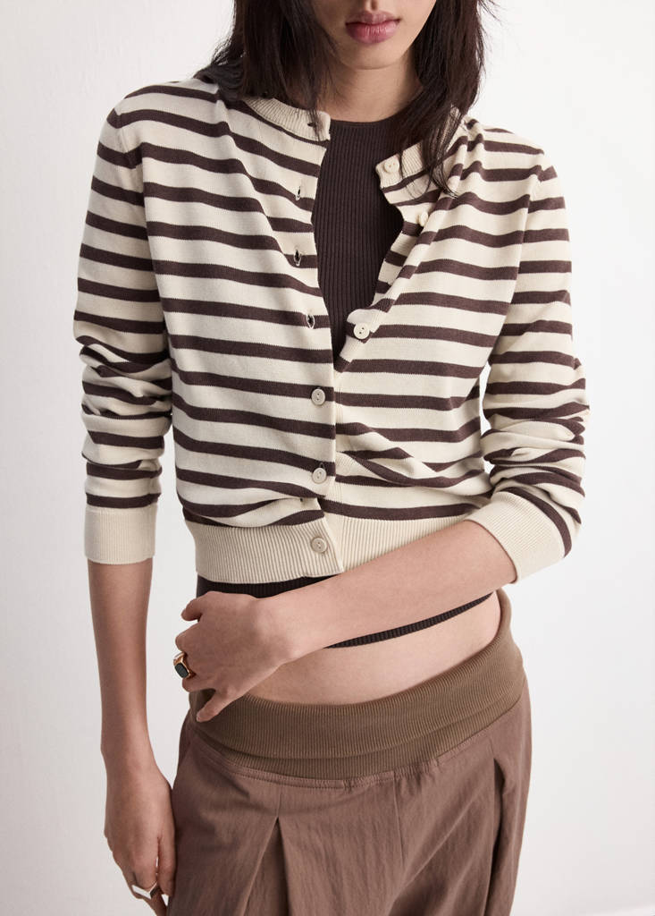 Stripped knit cardigan — Chocolate