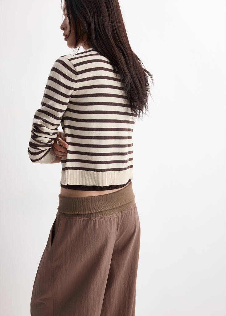 Stripped knit cardigan — Chocolate