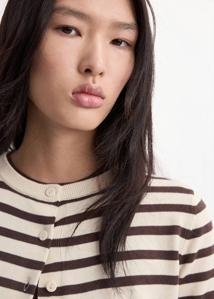 Stripped knit cardigan — Chocolate