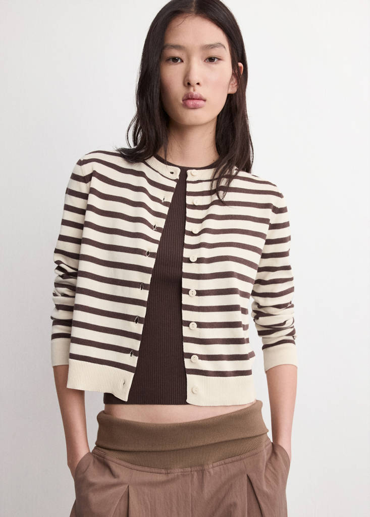 Stripped knit cardigan — Chocolate