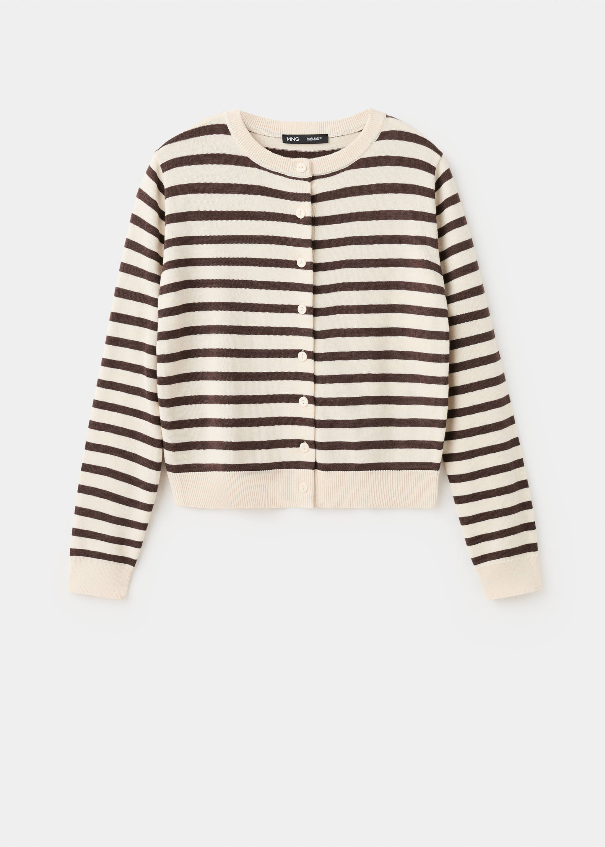 Stripped knit cardigan - Article without model, Chocolate. Ref: 27097145-00.