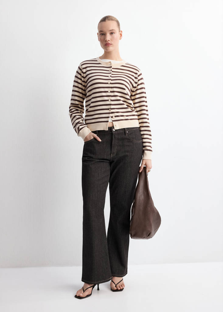 Stripped knit cardigan — Chocolate