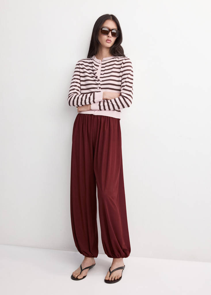 Stripped knit cardigan — Pink