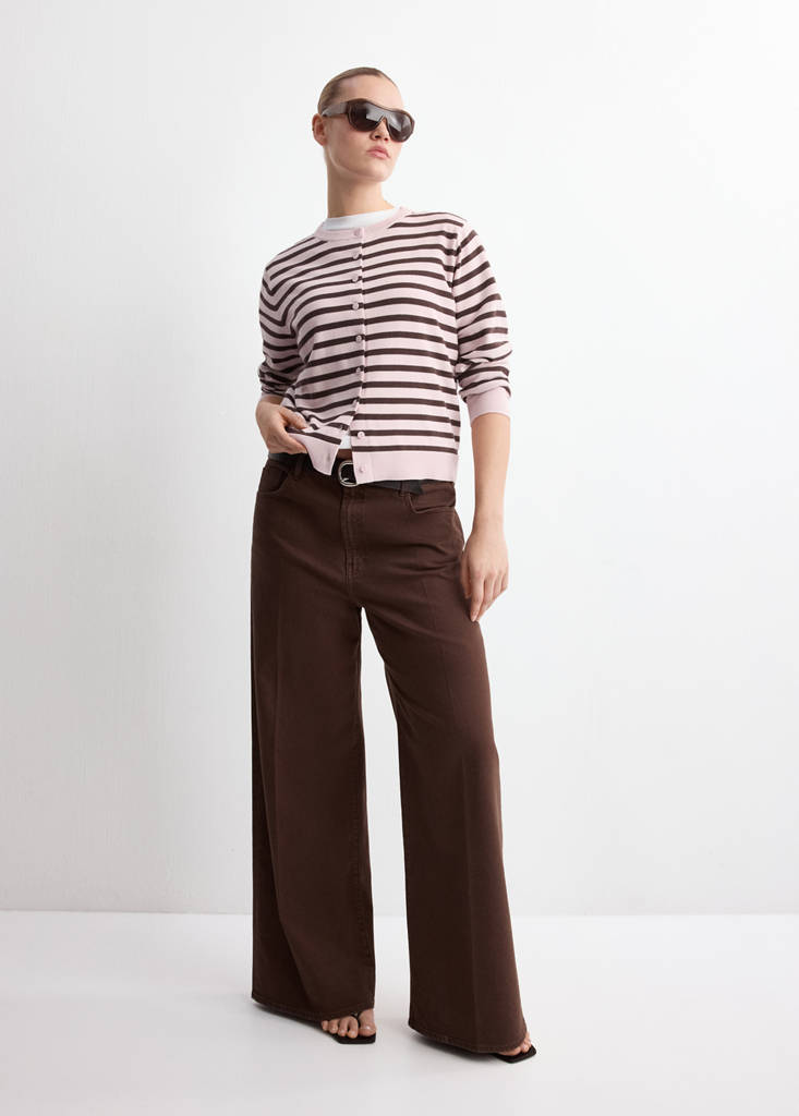 Stripped knit cardigan — Pink