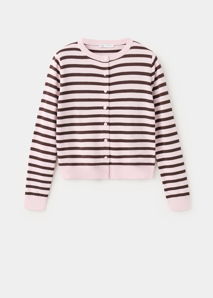 Stripped knit cardigan — Pink