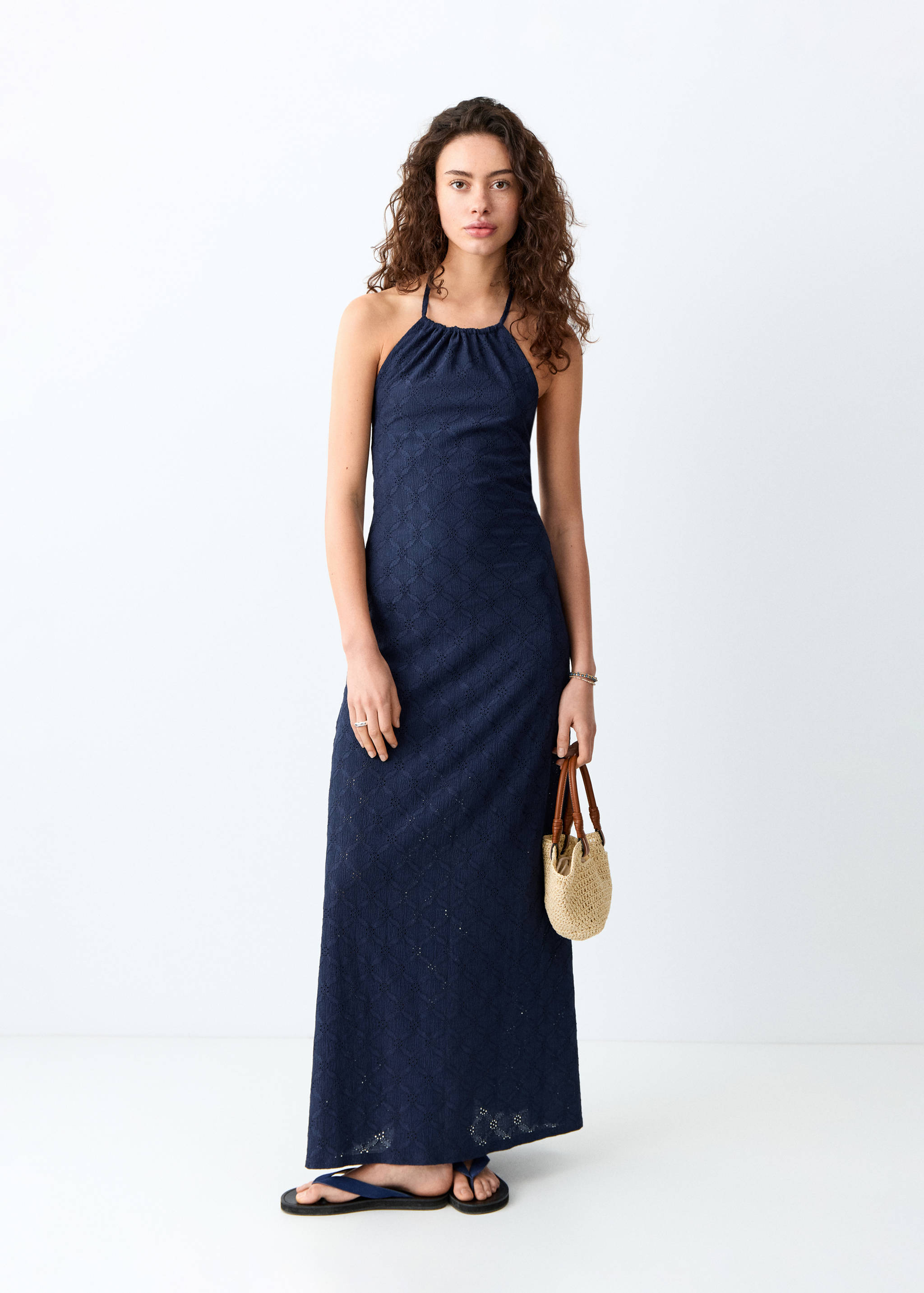 Embroidered halter-neck dress - General plane