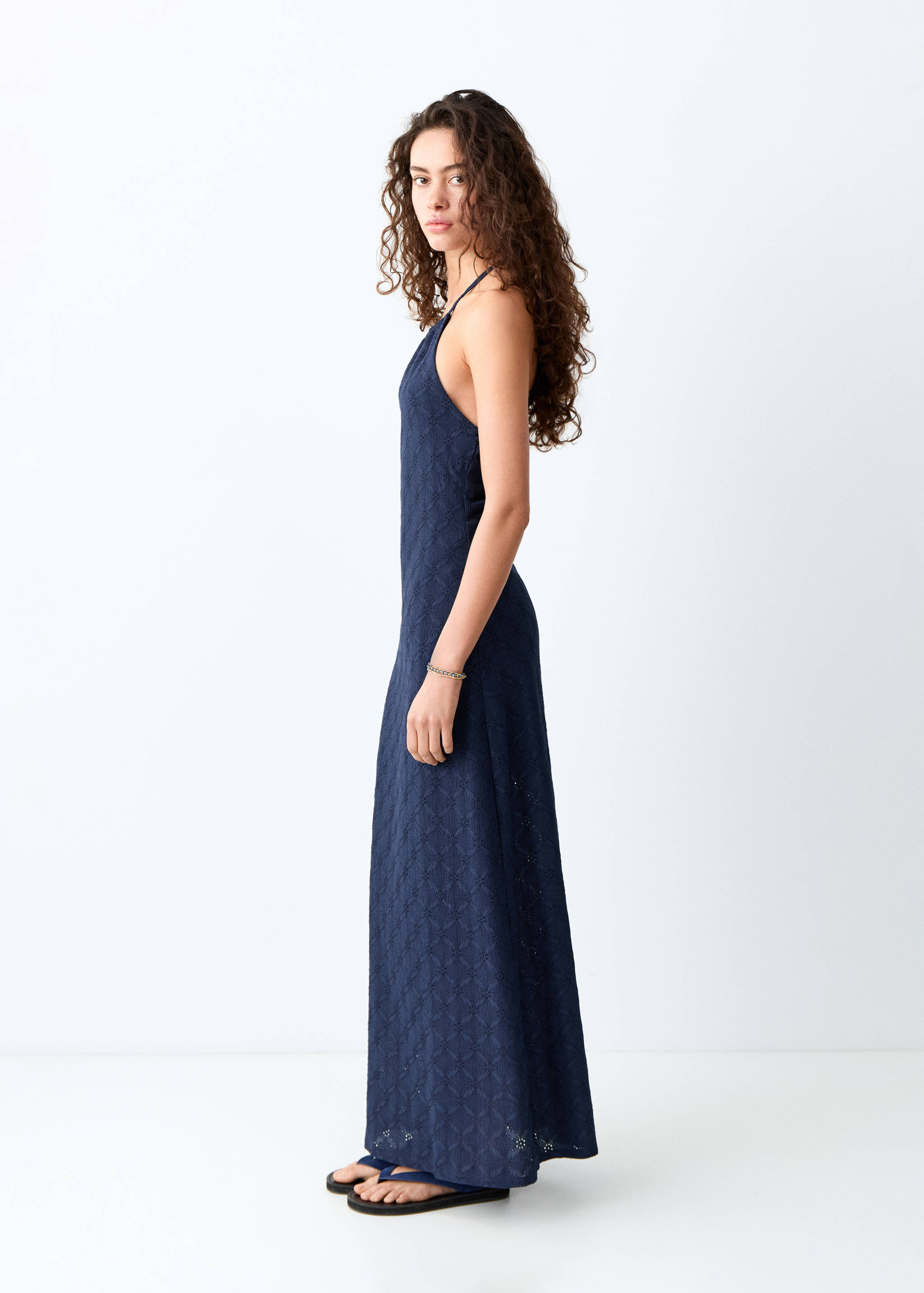 Embroidered halter-neck dress - Details of the article 2