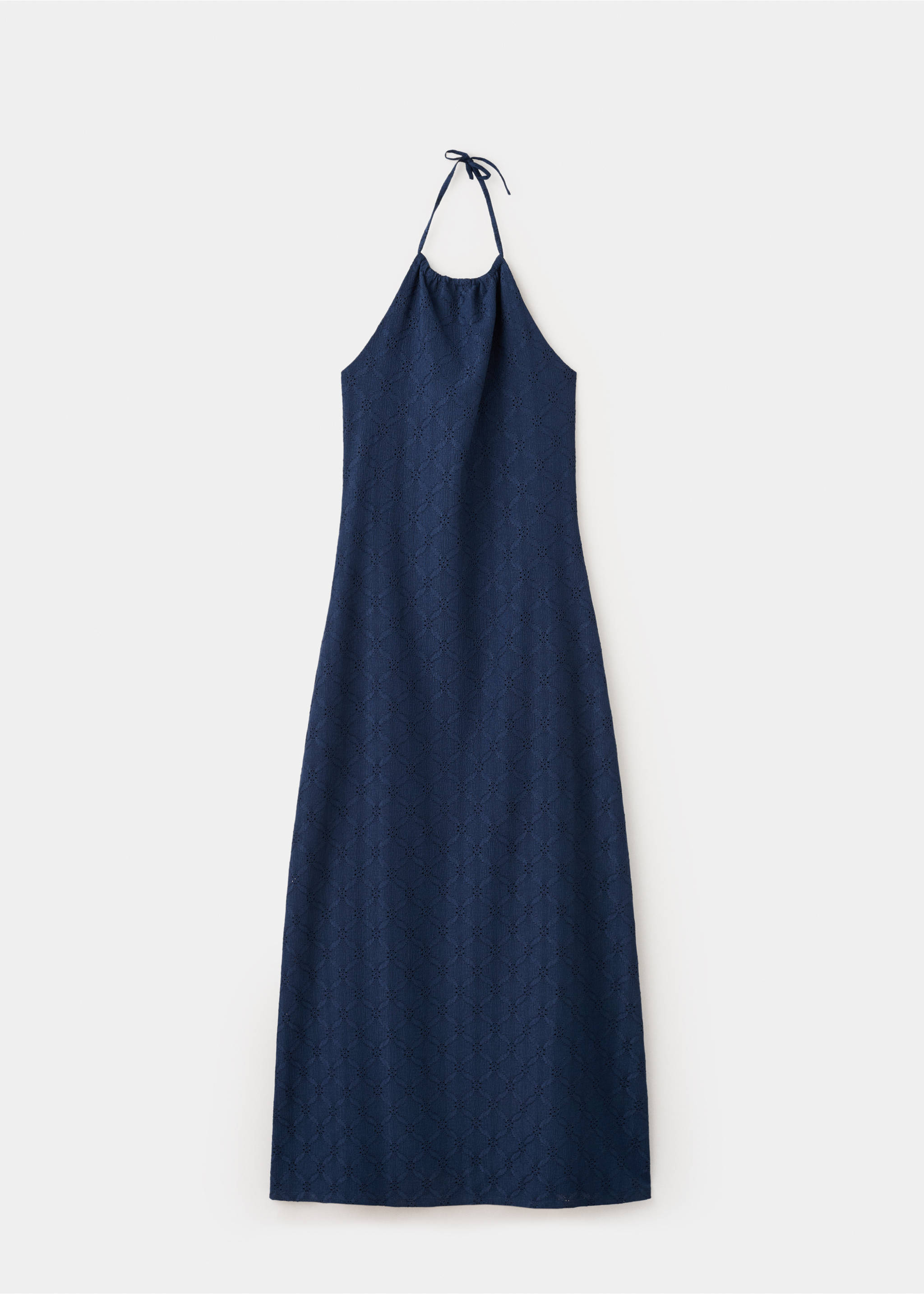 Embroidered halter-neck dress - Article without model, Navy. Ref: 27097146-00.