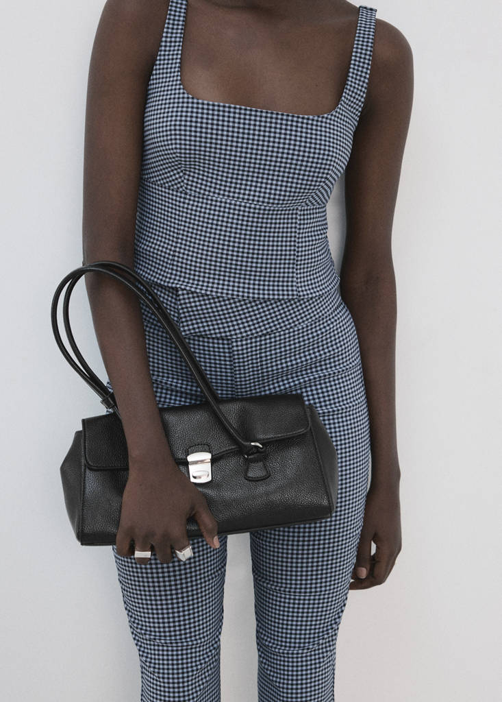 Gingham-check cropped trousers — Blue