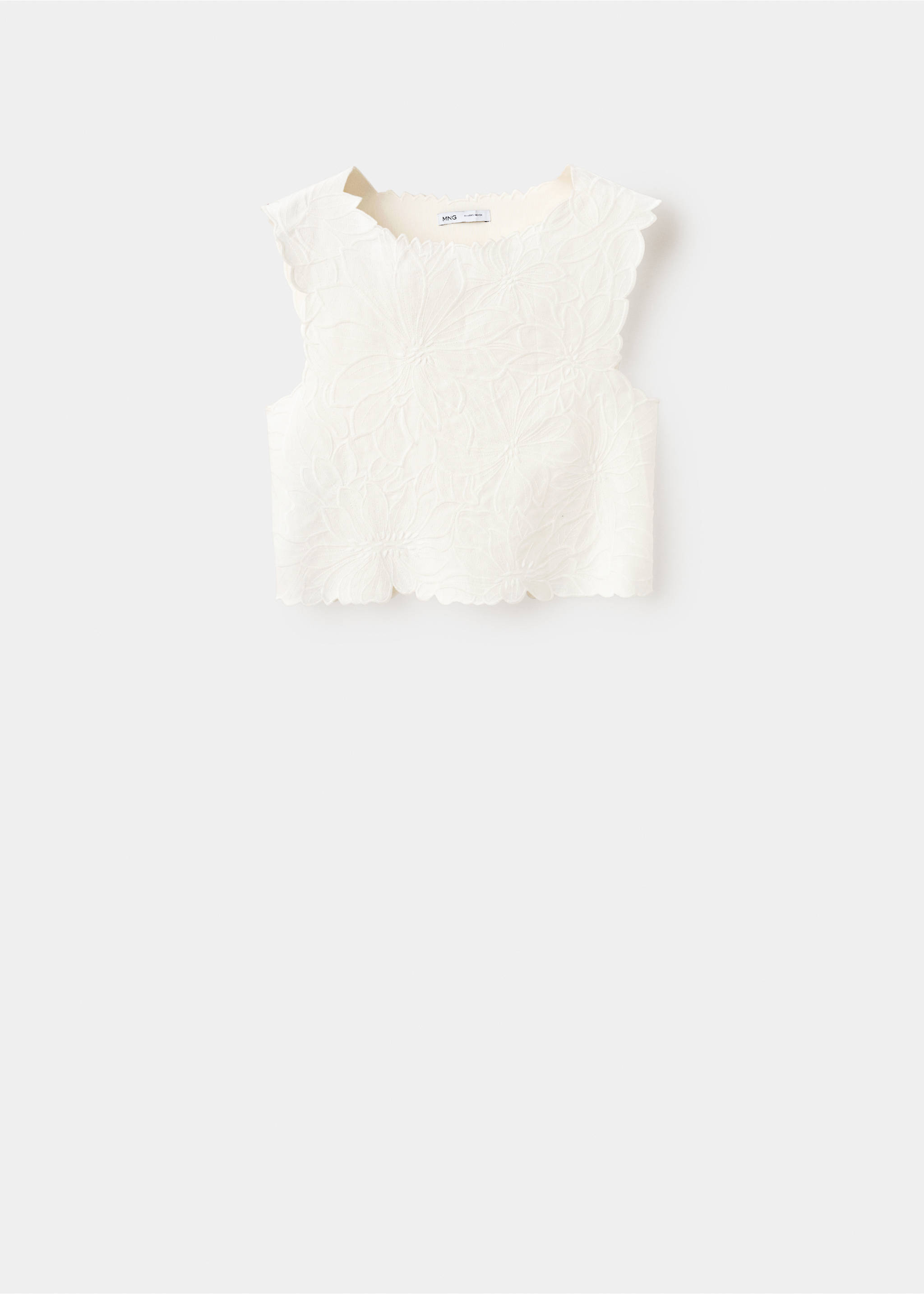Embroidered flower top - Article without model, Off White. Ref: 27097149-00.