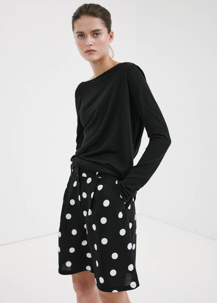 Lyocell polka-dot shorts