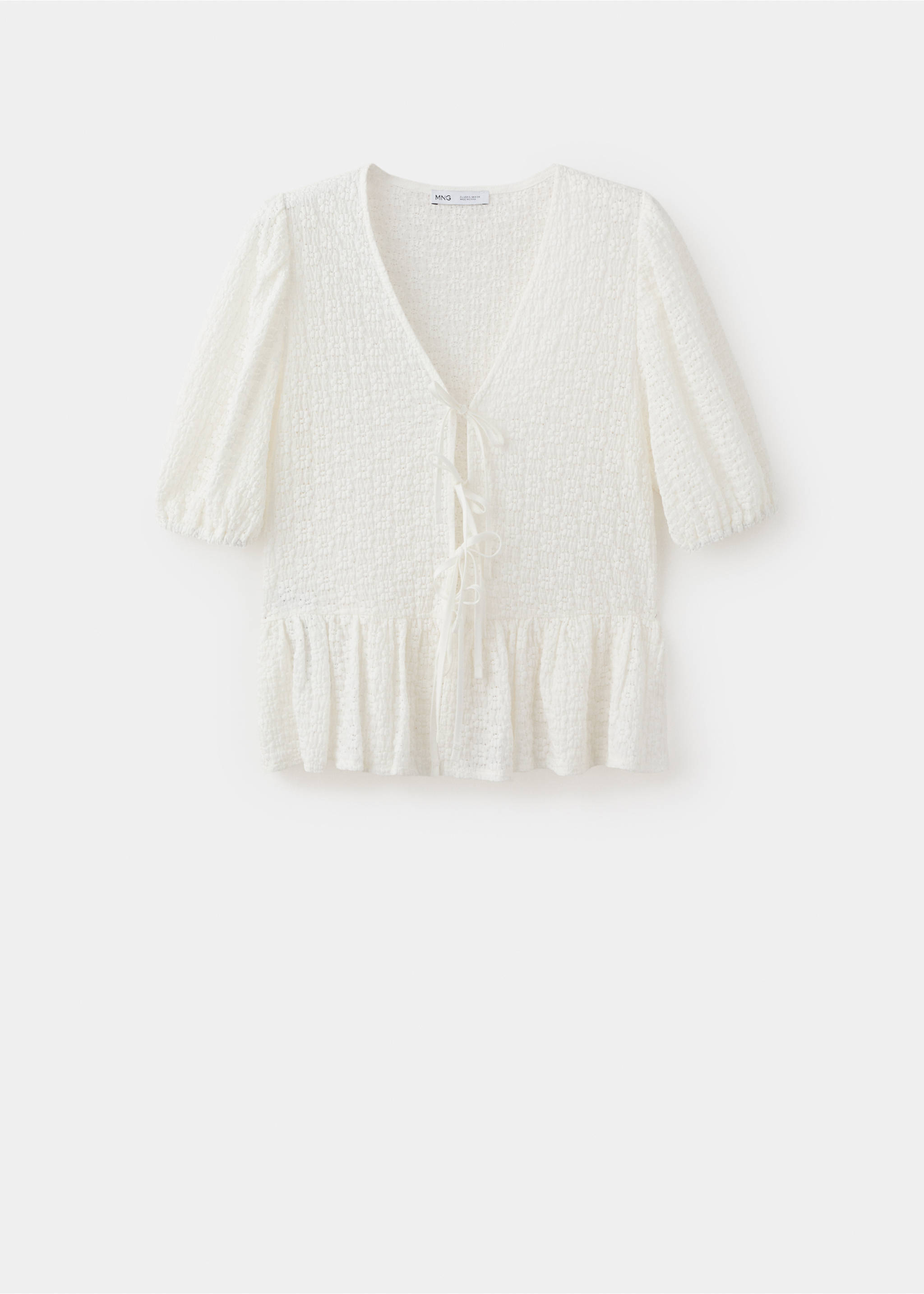 Bows floral embroidery blouse - Article without model, Off White. Ref: 27097154-00.