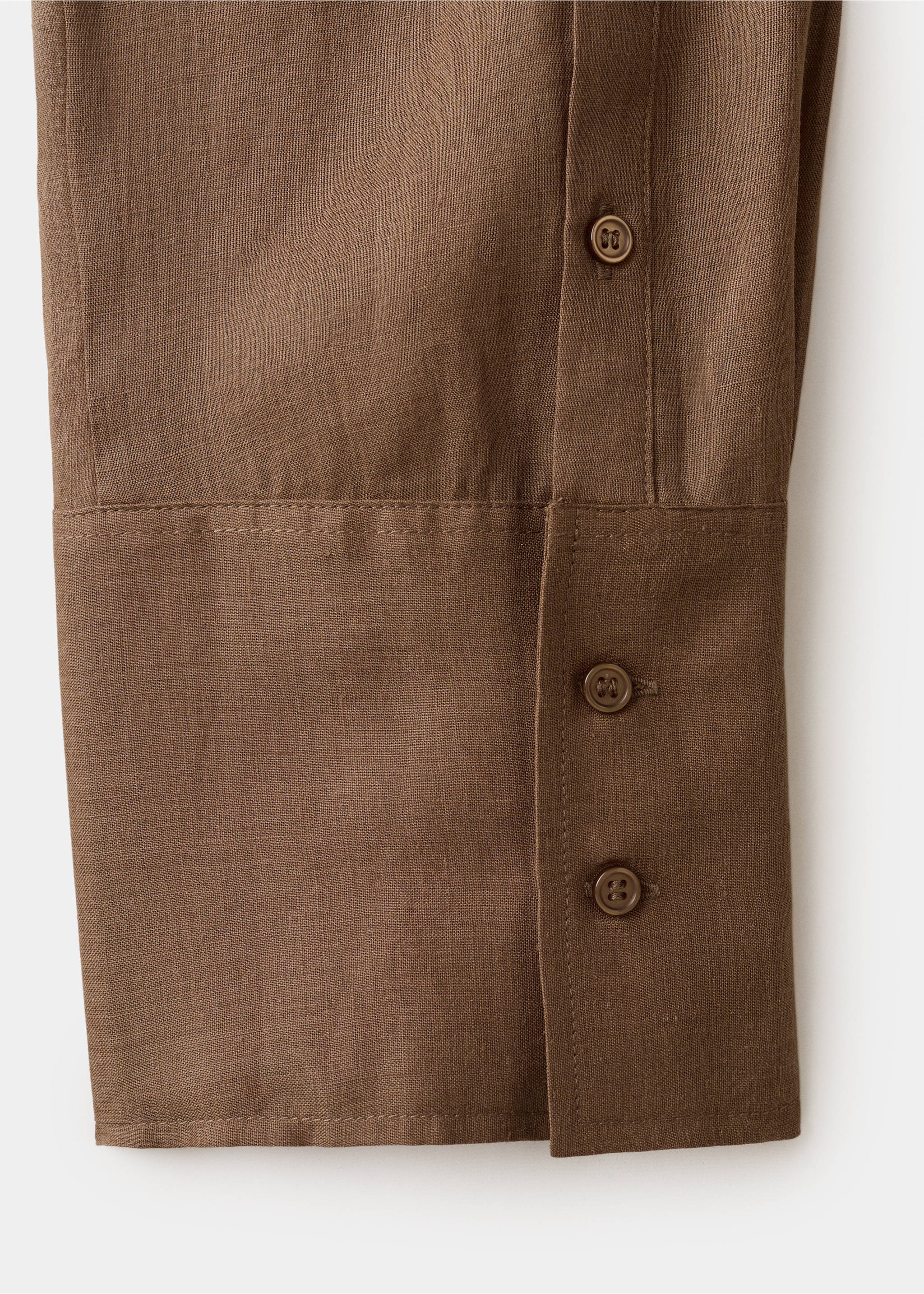 100% ramie blouse with tie - Details of the article 8, Brown. Ref: 27097156-00.