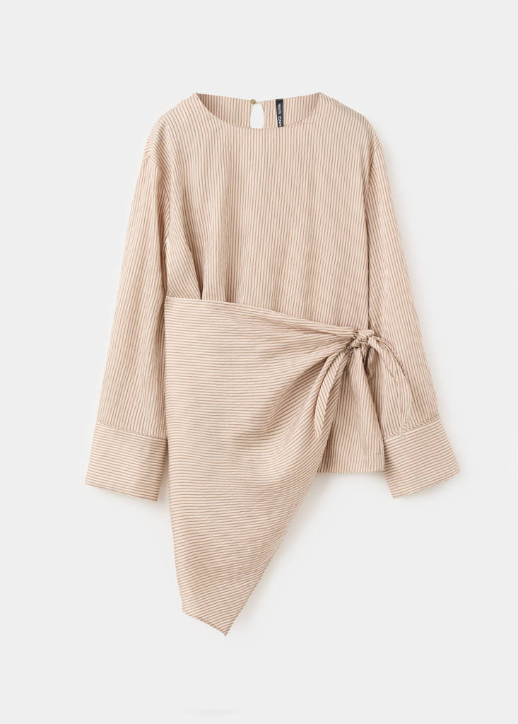 Knot stripped blouse — Brown