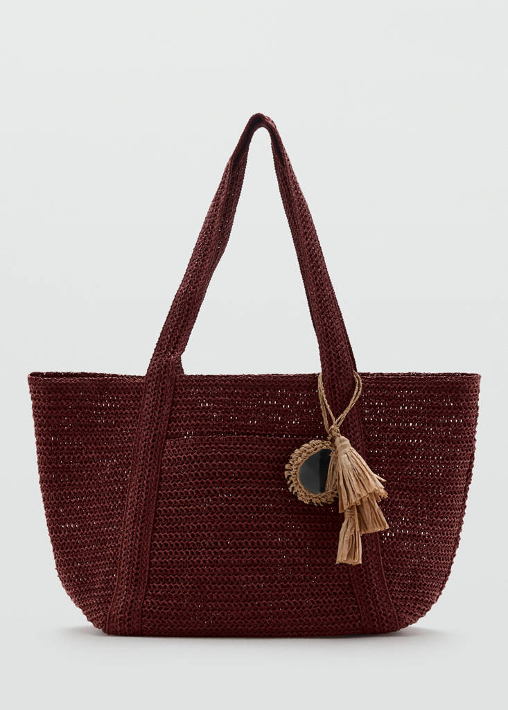 Natural fibre tote bag — Burgundy