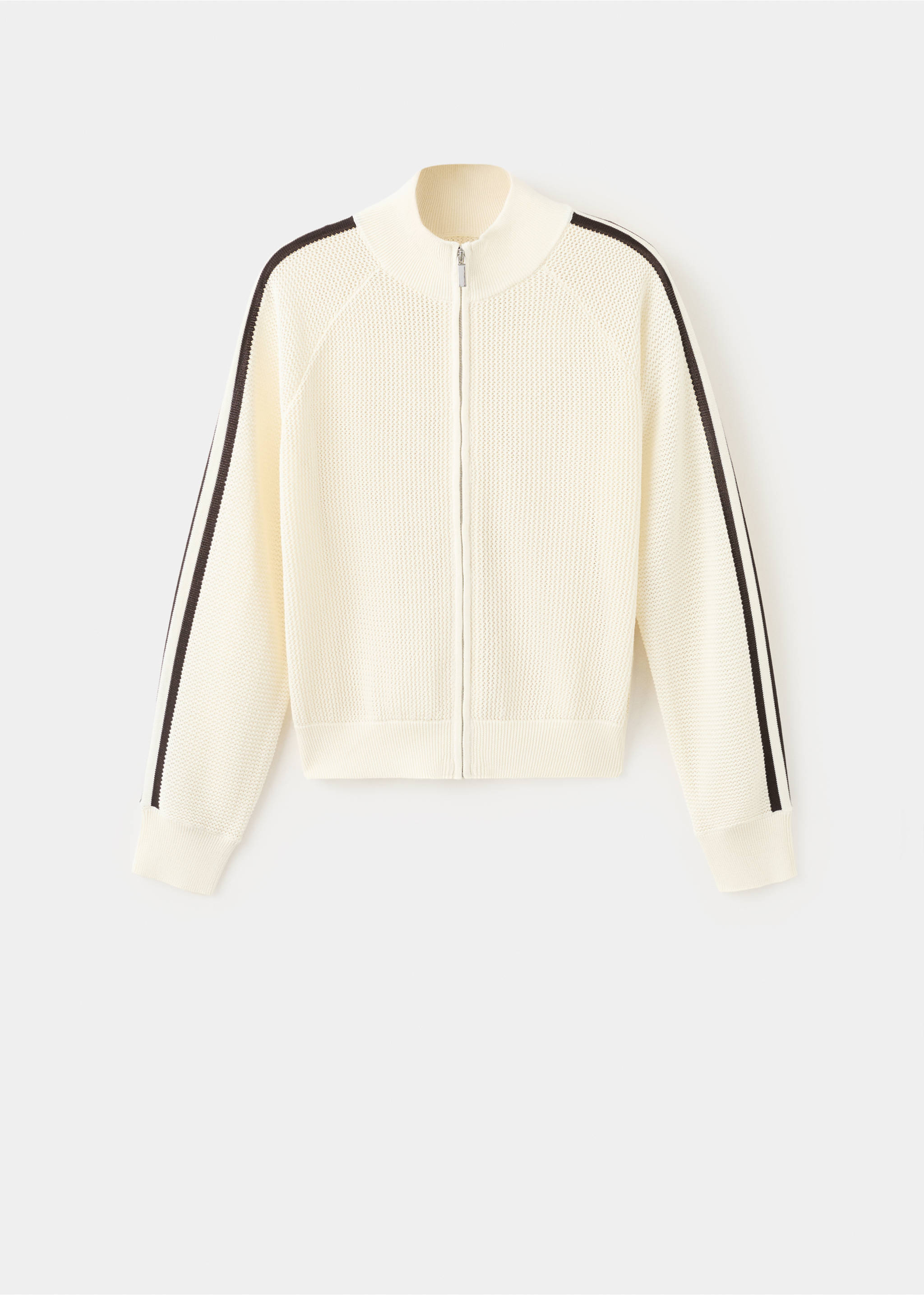 سترة بسحاب بخطوط متباينة - منتج دون نموذج, بيج فاتح. Ref: 27097162-00.