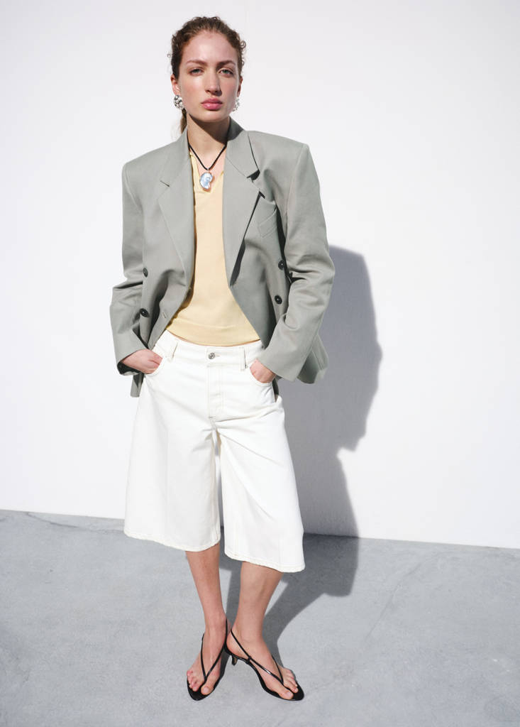 Straight mid-rise denim Bermuda shorts — Off White