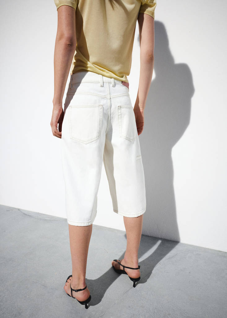 Straight mid-rise denim Bermuda shorts — Off White
