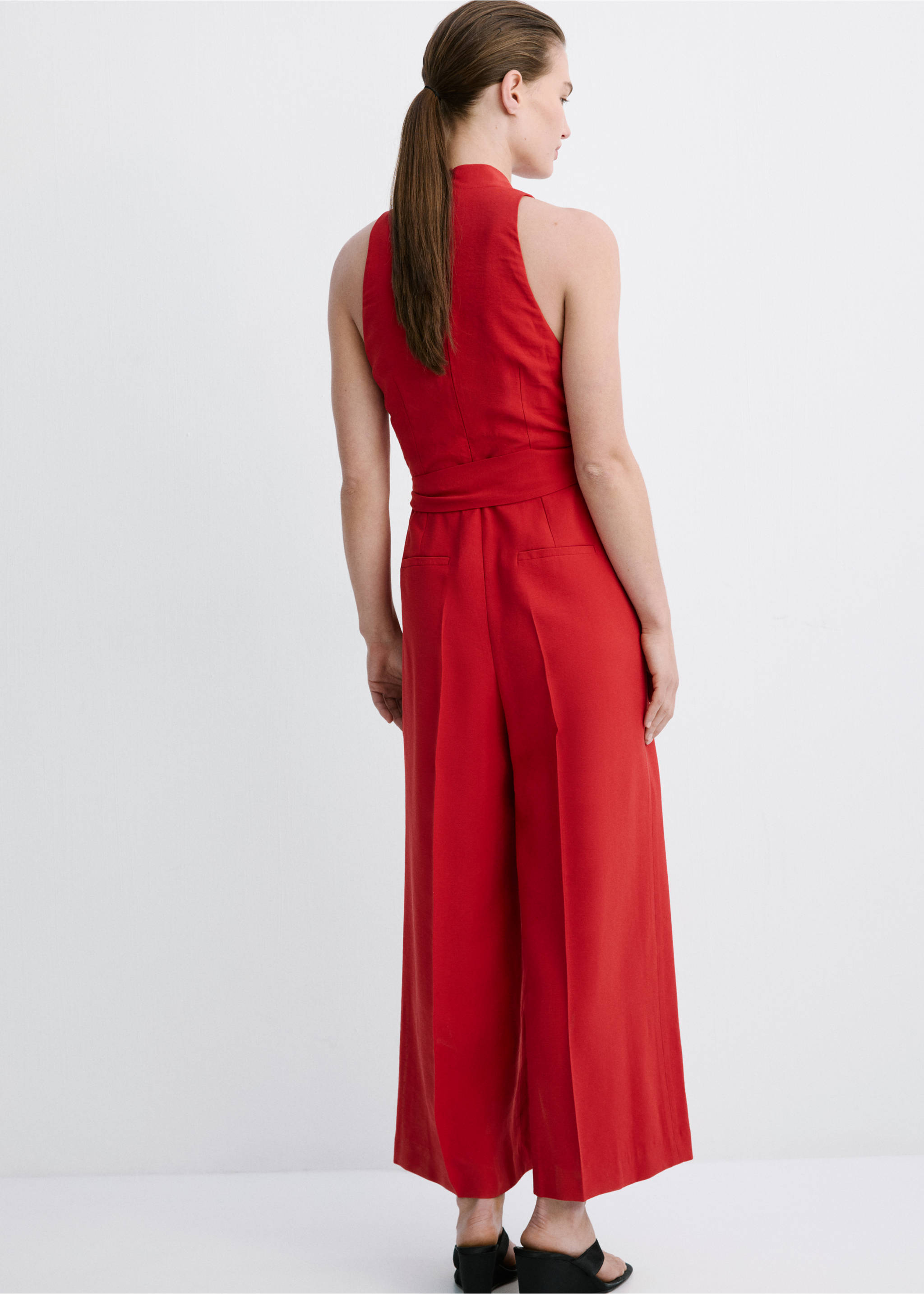Belt long jumpsuit - Reverse of the article, Red. Ref: 27097167-00.