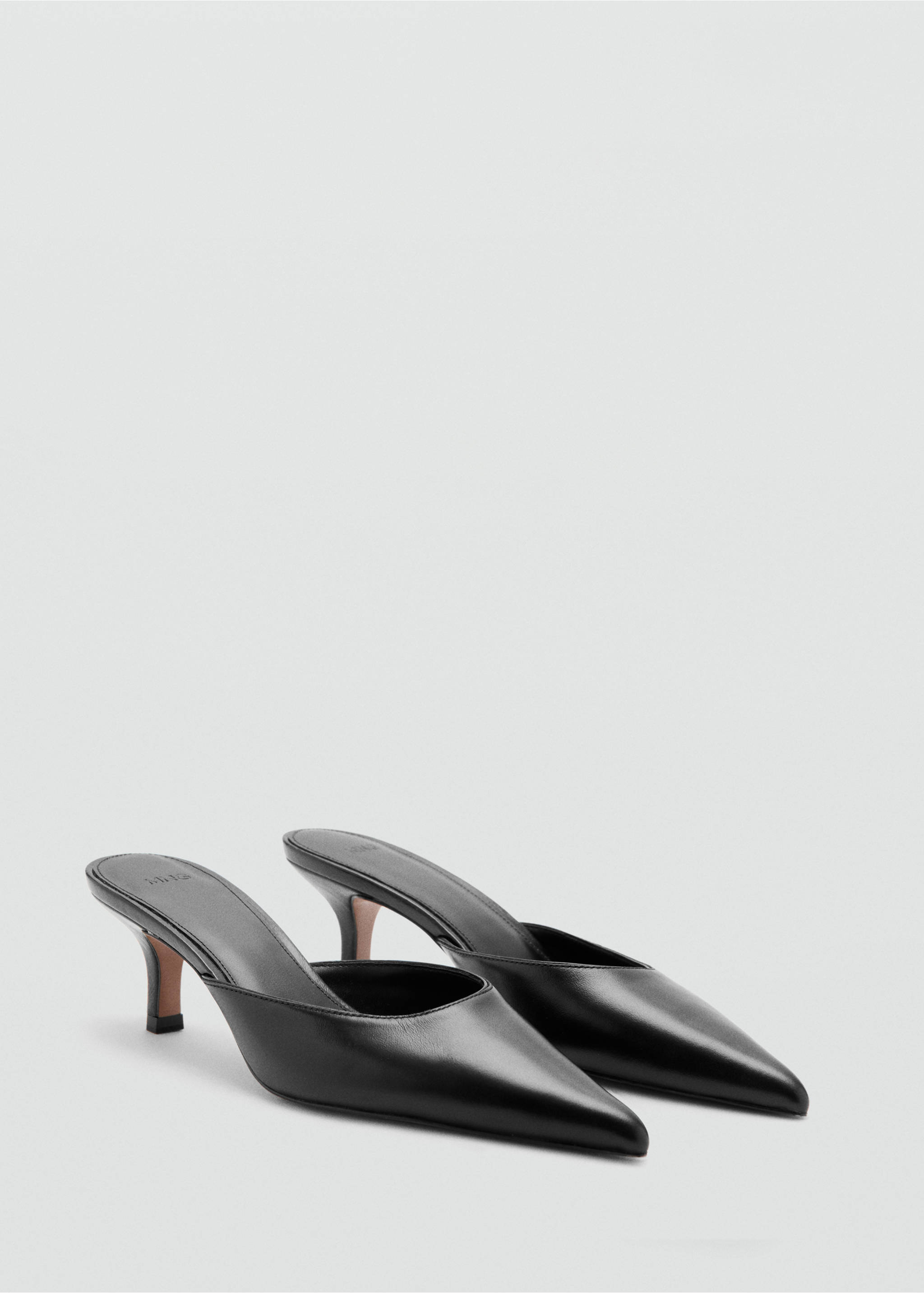 Pointed-toe leather heeled shoes - Medium plane, Black. Ref: 27097777-00.