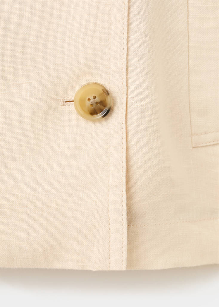 Linen funnel neck trench coat — Ecru