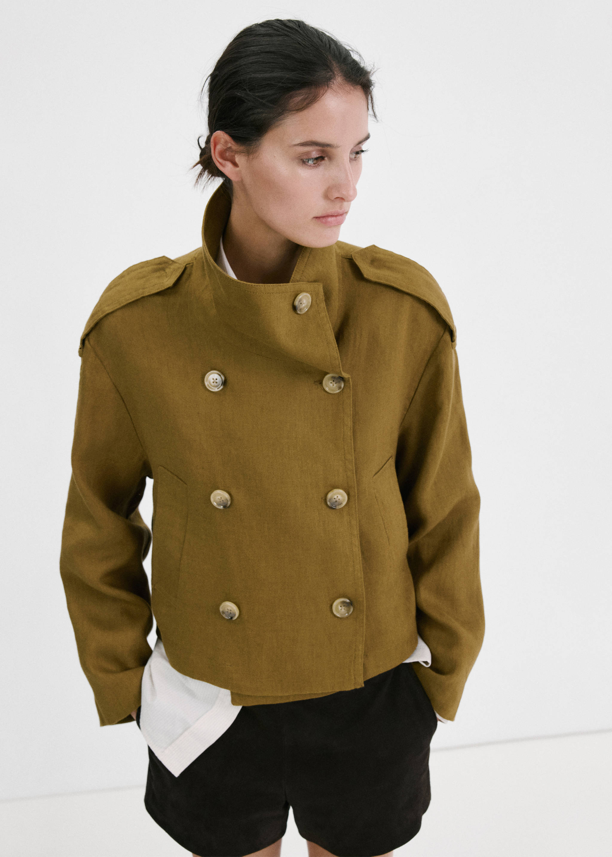 Trench lin col cheminée - Plan moyen