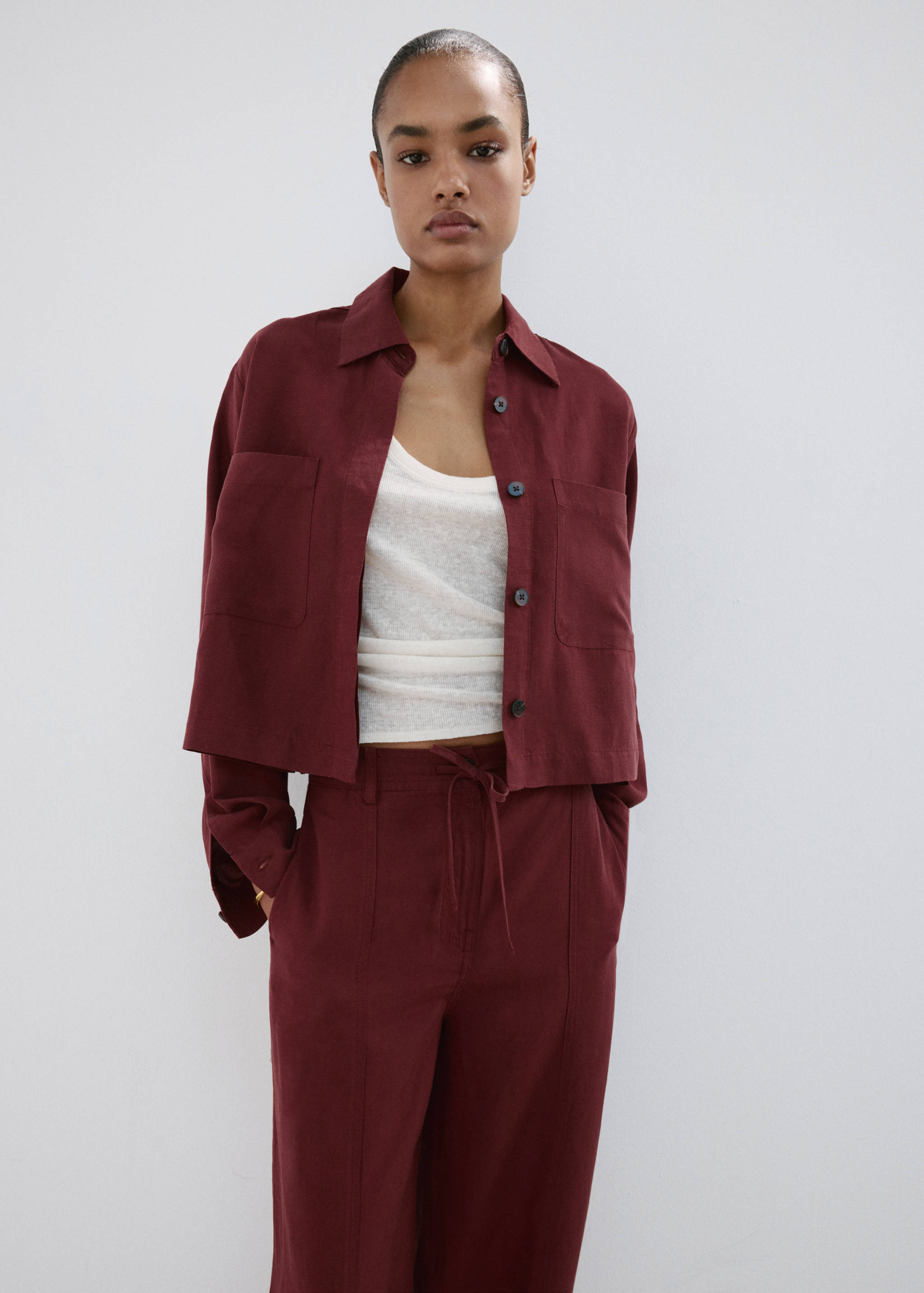 Straight-fit lyocell trousers - Medium plane