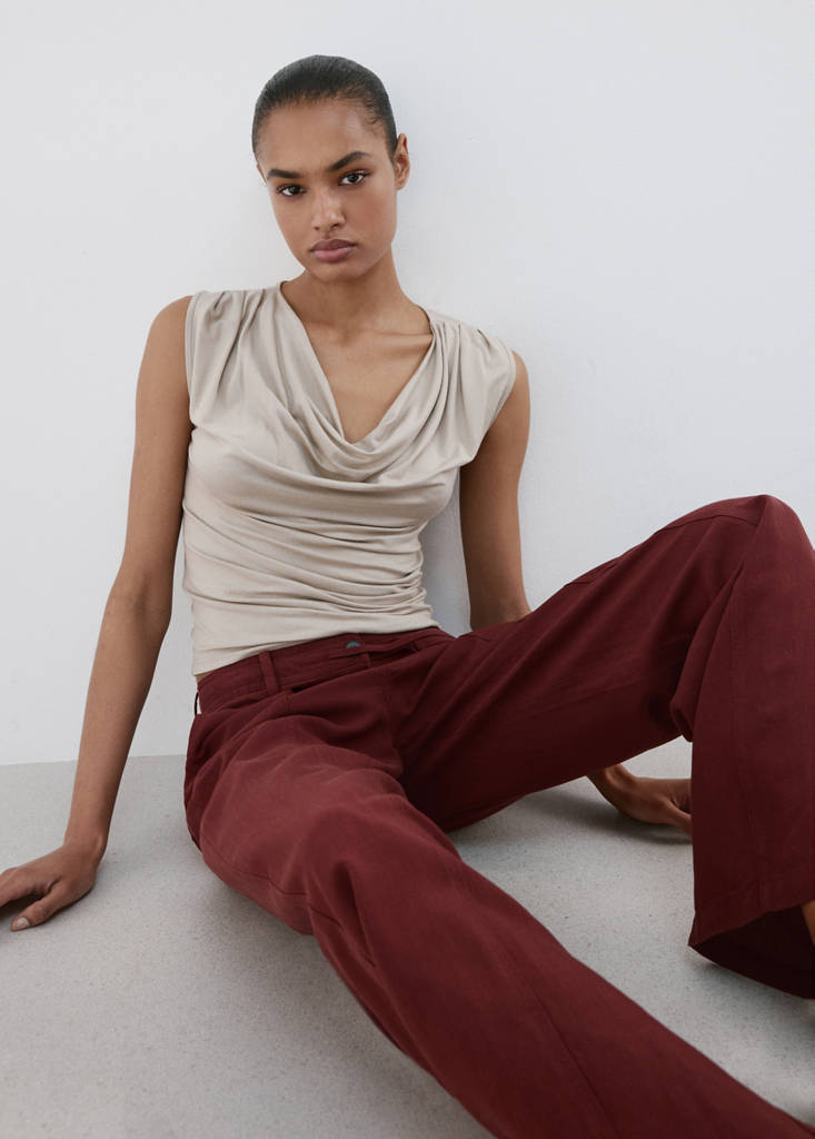 Straight-fit lyocell trousers — Burnt Orange
