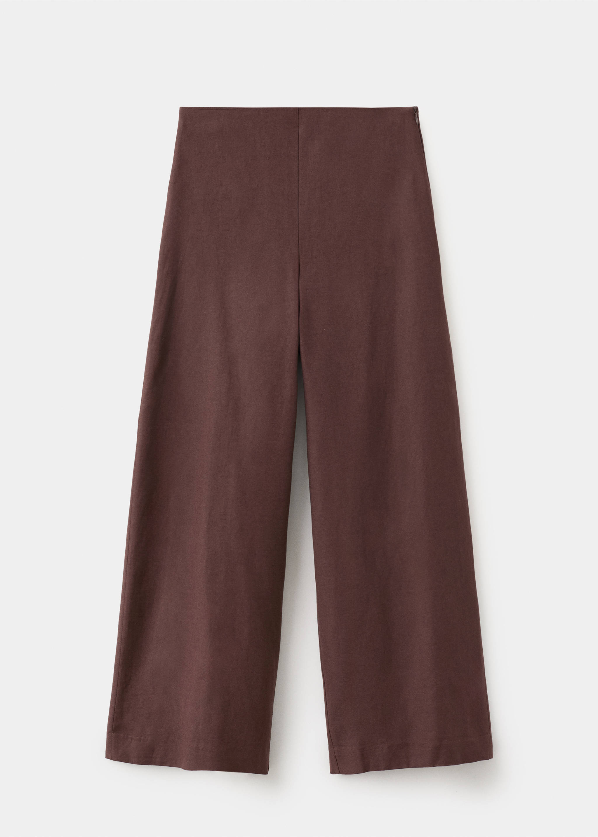 Straight linen-blend trousers - Article without model, Chocolate. Ref: 27097781-00.