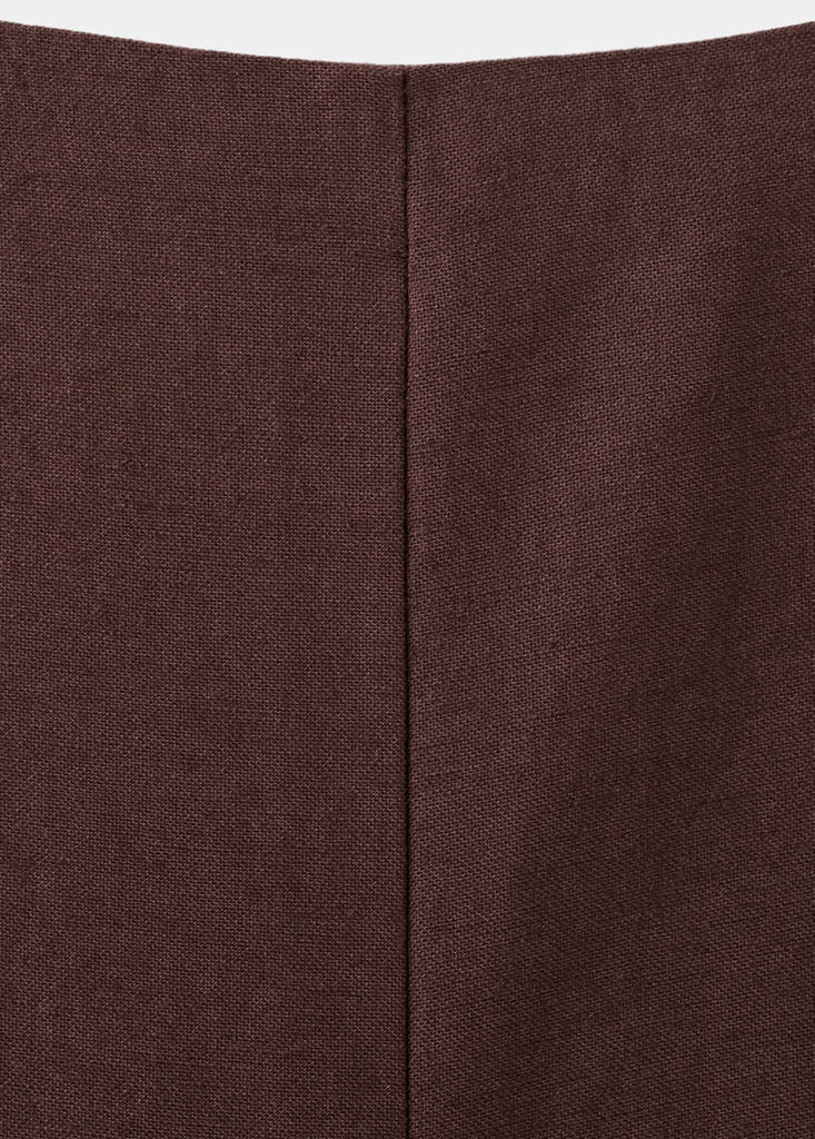 Straight linen-blend trousers — Chocolate