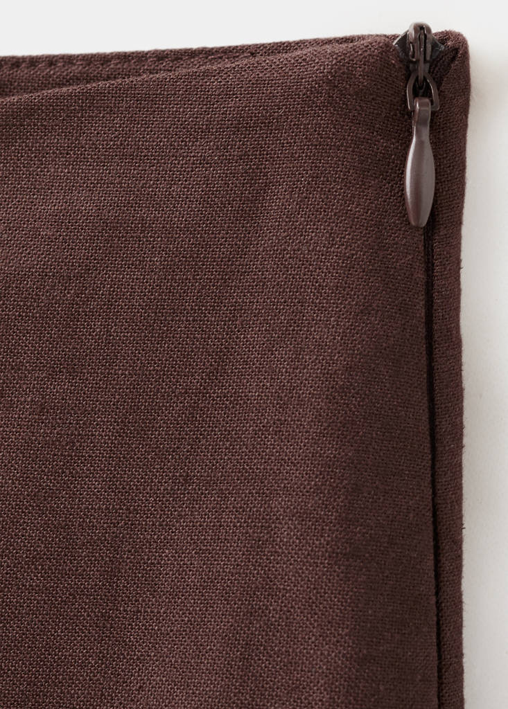 Straight linen-blend trousers — Chocolate