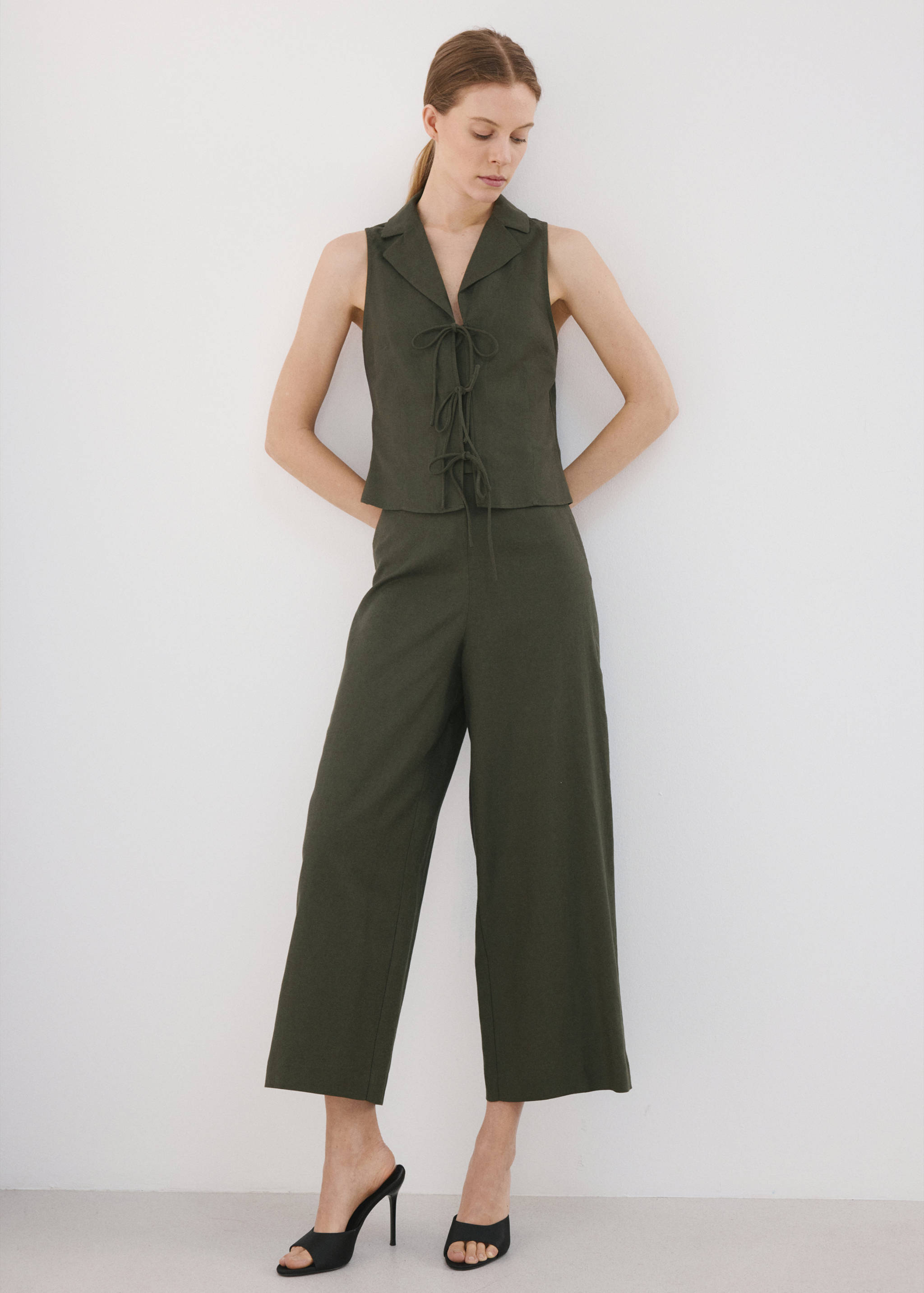 Straight linen-blend trousers - General plane