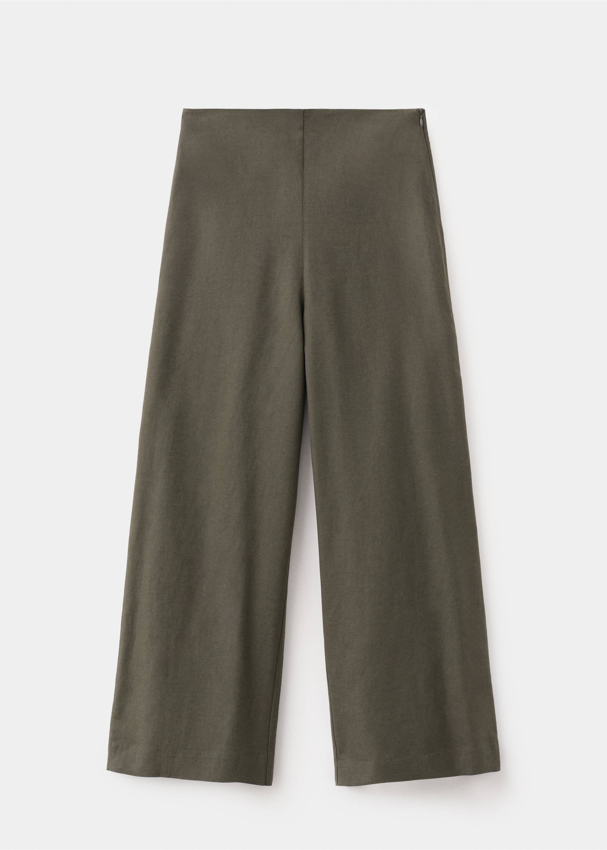 Straight linen-blend trousers - Article without model, Khaki. Ref: 27097781-00.